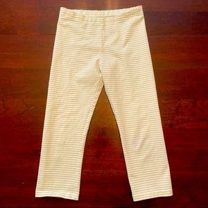 Tea Collection girls capris size 10, gold and cream stripe